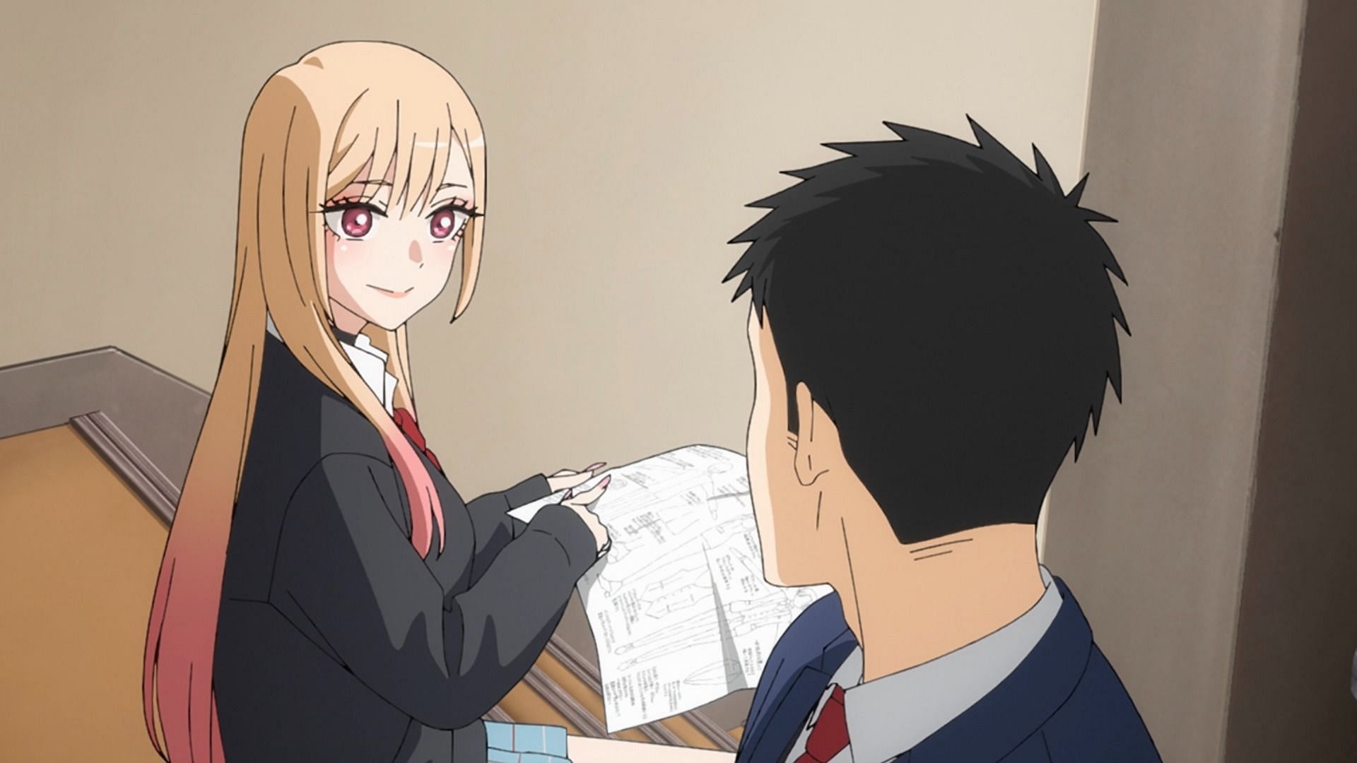 Gojo and Marin discuss the cosplay suit of Rey in My Dress-Up Darling season 2 episode 4 (Image via CloverWorks)